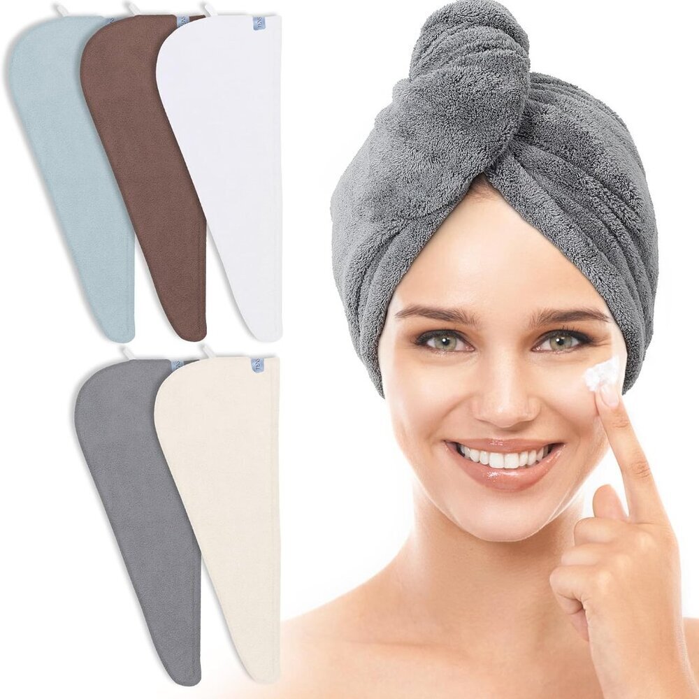 5 Pack Microfiber Hair Towels Coral Velvet Quick Dry Absorbent Soft